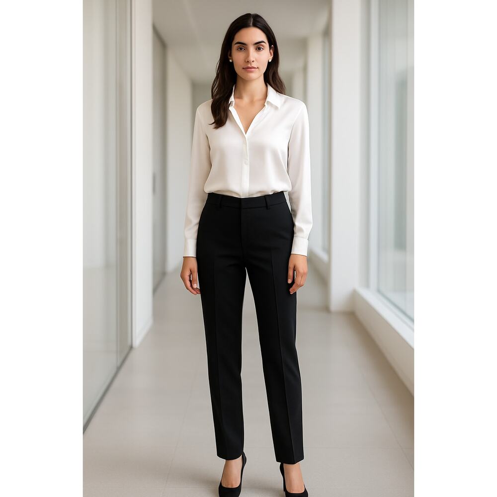 New With Tags St. John Black Caviar Carine Dress Pants Size 8 $495